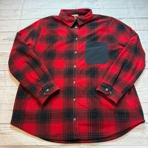 Duluth Trading‎ Plaid Button Up Shirt 100% Polyester Red Men's Size XL
